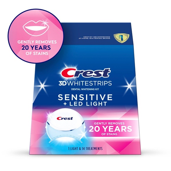 Crest 3DWhitestrips Sensitive + LED Light At-Home Teeth Whitening Kit Sealed Box - Picture 1 of 8